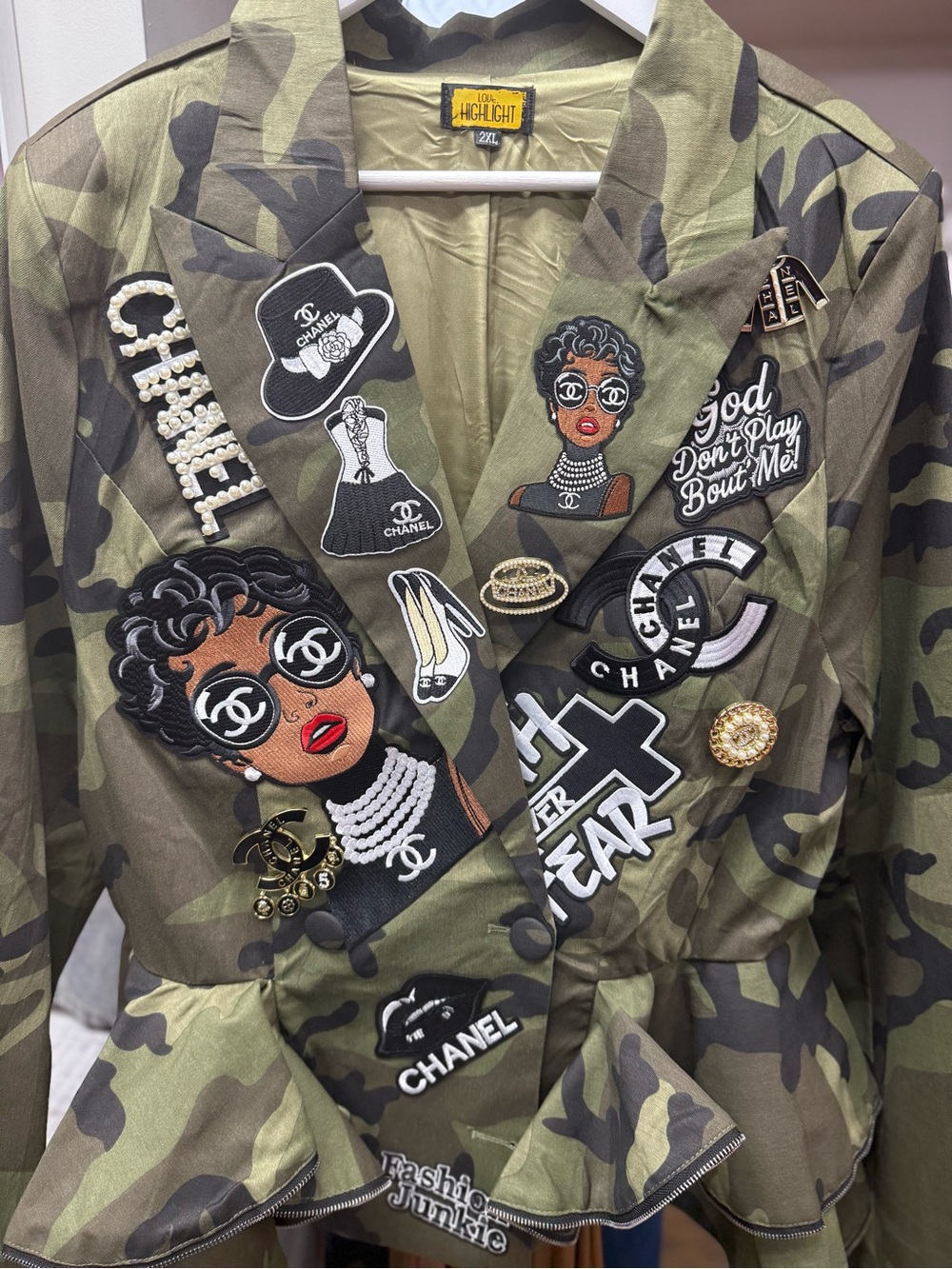 New Fashion Inspired Camo Patchwork Blazer Jacket - Green